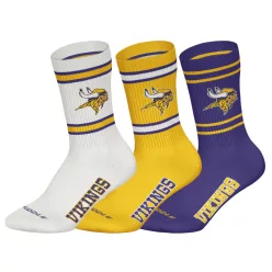 NFL Vikings 3 darabos Crew HUDDLE zokni - White/Purple/Black