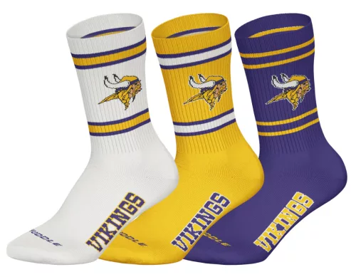 NFL Vikings 3 darabos Crew HUDDLE zokni - White/Purple/Black