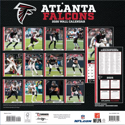 Atlanta Falcons Fali naptár 2026 (30 x 60 cm)
