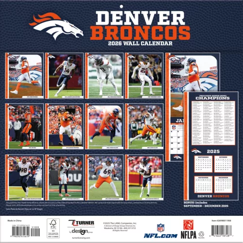 Denver Broncos Fali naptár 2026 (30 x 60 cm)