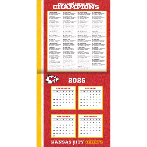 Kansas City Chiefs Fali naptár 2026 (30 x 60 cm)