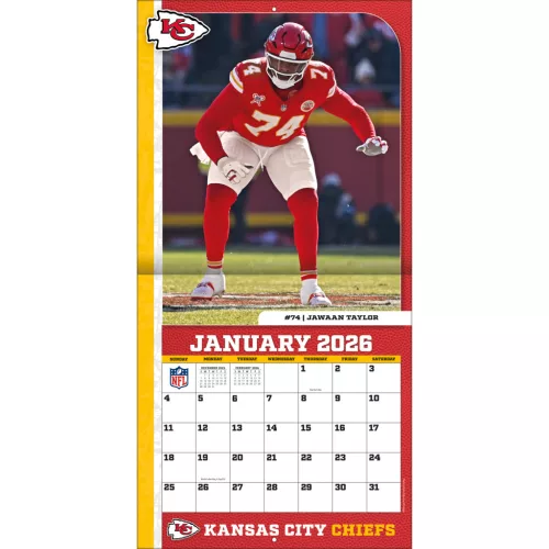 Kansas City Chiefs Fali naptár 2026 (30 x 60 cm)