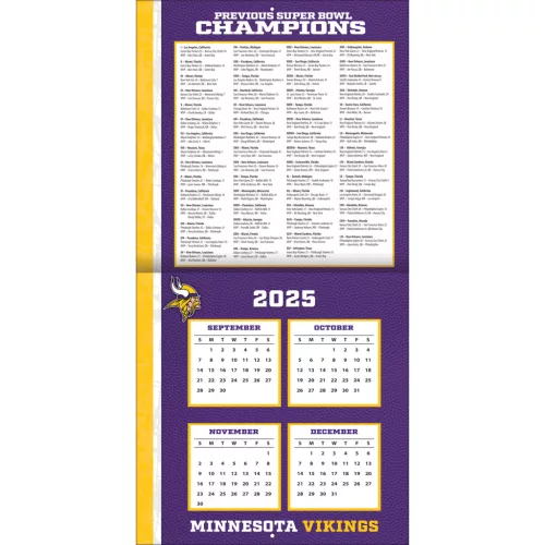 Minnesota Vikings Fali naptár 2026 (30 x 60 cm)