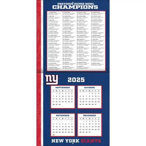 New York Giants Fali naptár 2026 (30 x 60 cm)