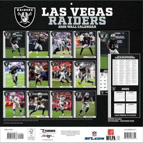 Las Vegas Raiders Fali naptár 2026 (30 x 60 cm)
