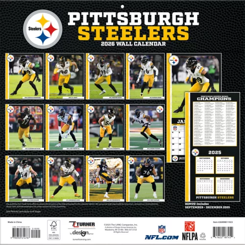 Pittsburgh Steelers Fali naptár 2026 (30 x 60 cm)