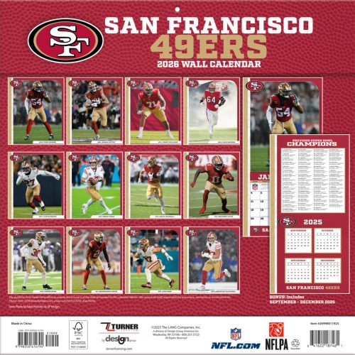 San Francisco 49ers Fali naptár 2026 (30 x 60 cm)