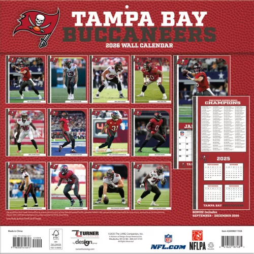 Tampa Bay Buccaneers Fali naptár 2026 (30 x 60 cm)
