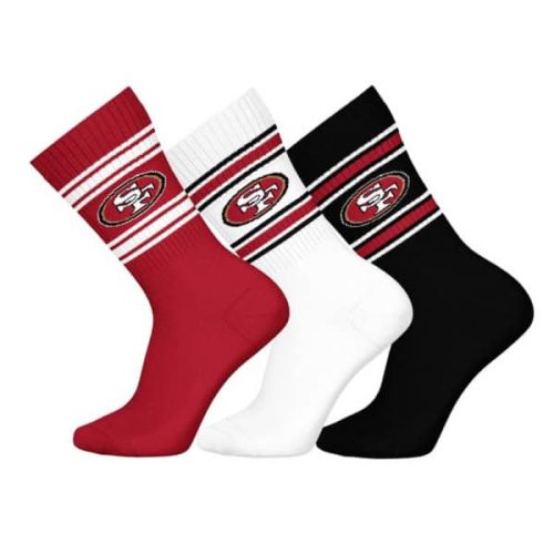 NFL 49ers 3pk Crew Socks-Red/White