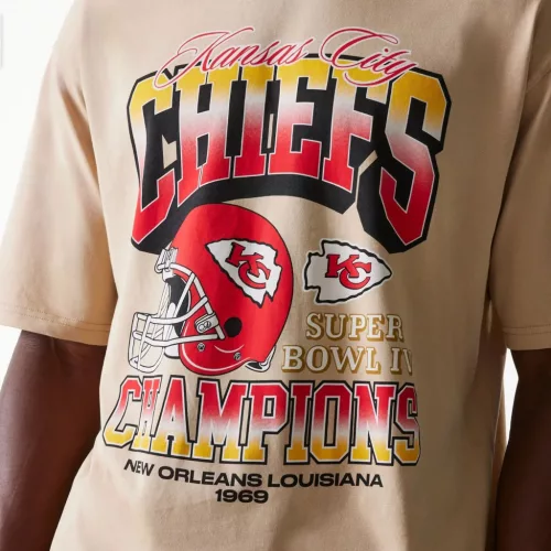 Kansas City Chiefs NFL Washed Boxy Super Bowl Beige Oversized Póló