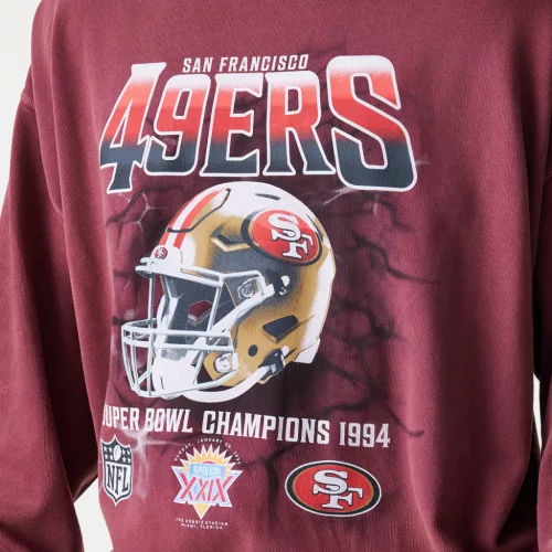 San Francisco 49ers NFL Washed Super Bowl Red Oversized pulóver