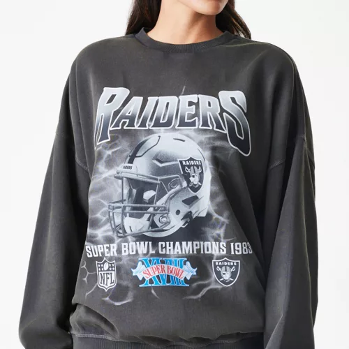 Las Vegas Raiders NFL Boxy Washed Super Bowl Grey Oversized pulóver