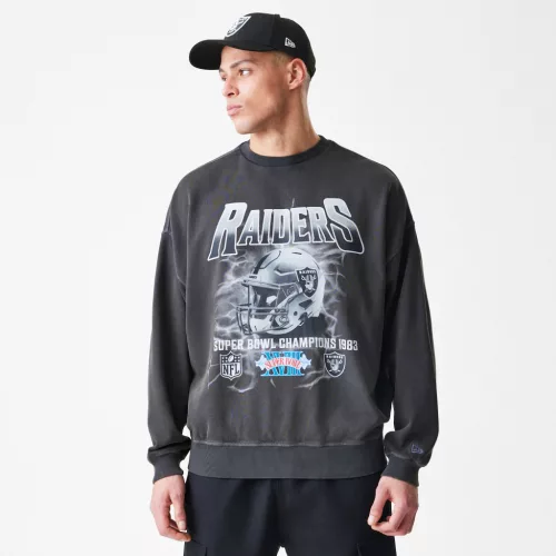 Las Vegas Raiders NFL Boxy Washed Super Bowl Grey Oversized pulóver