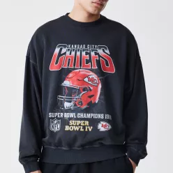   Kansas City Chiefs NFL Washed Super Bowl Black Oversized pulóver