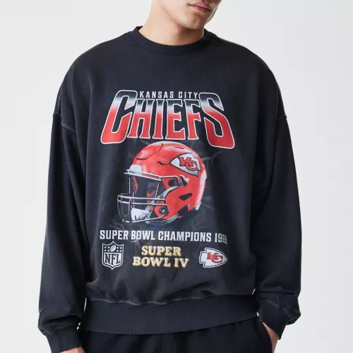 Kansas City Chiefs NFL Washed Super Bowl Black Oversized pulóver