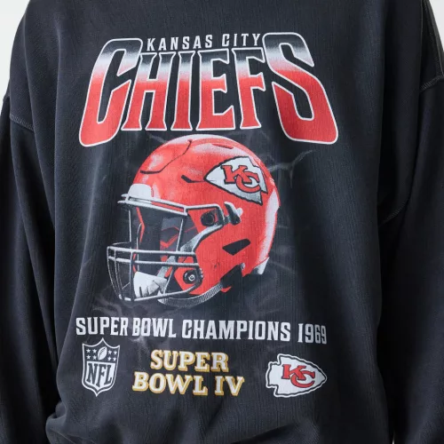 Kansas City Chiefs NFL Washed Super Bowl Black Oversized pulóver