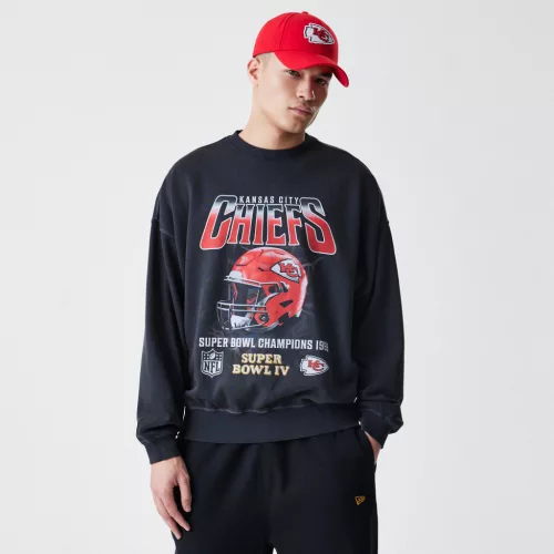 Kansas City Chiefs NFL Washed Super Bowl Black Oversized pulóver