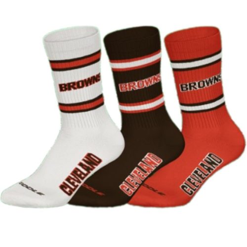 NFL Browns 3 darabos Crew zokni - Red/White/Black