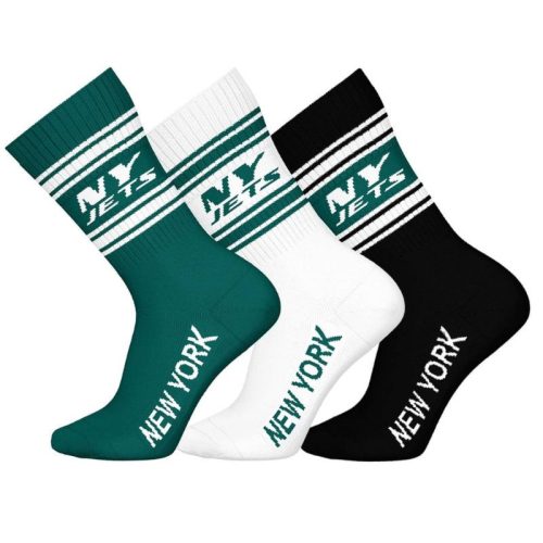 NFL Jets 3 darabos Crew zokni - Green/White/Black