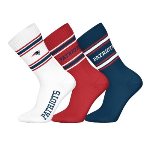 NFL Patriots 3pk Crew Socks-White/Red/Blue