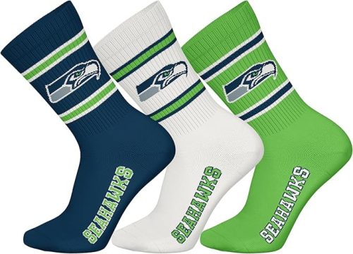 NFL Seahawks 3pk Crew Socks-Navy/White/Green