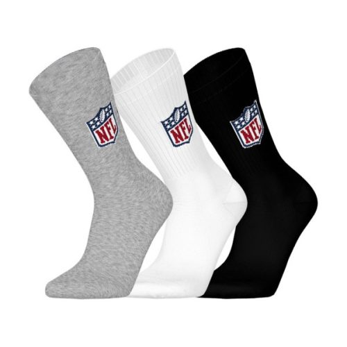 NFL Shield 3pk Crew Socks-Grey/White/Black