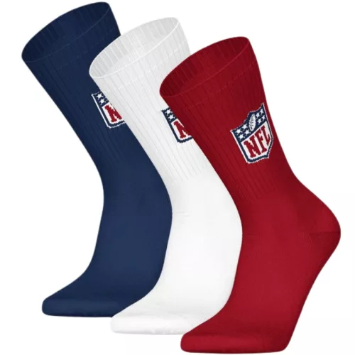 NFL Shield 3 darabos Crew zokni - Blue/White/red
