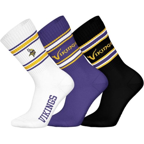 NFL Vikings 3 darabos Crew zokni - White/Purple/Black